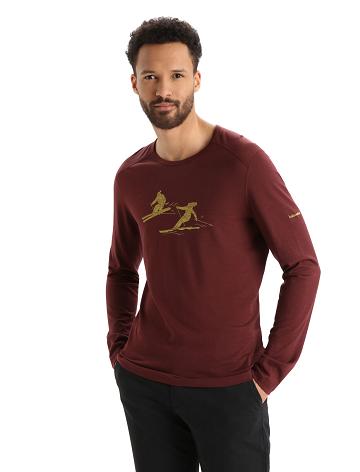 Base Layers Icebreaker Merino 200 Oasis Long Sleeve Crewe Last Run Homme Rouge | FR 1339EBCX